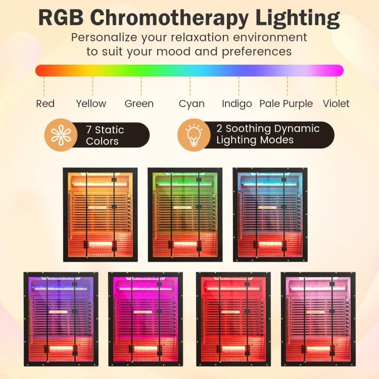 Costway – Signature Infrared Sauna – 3–4 Person Red Light & Salt Bar