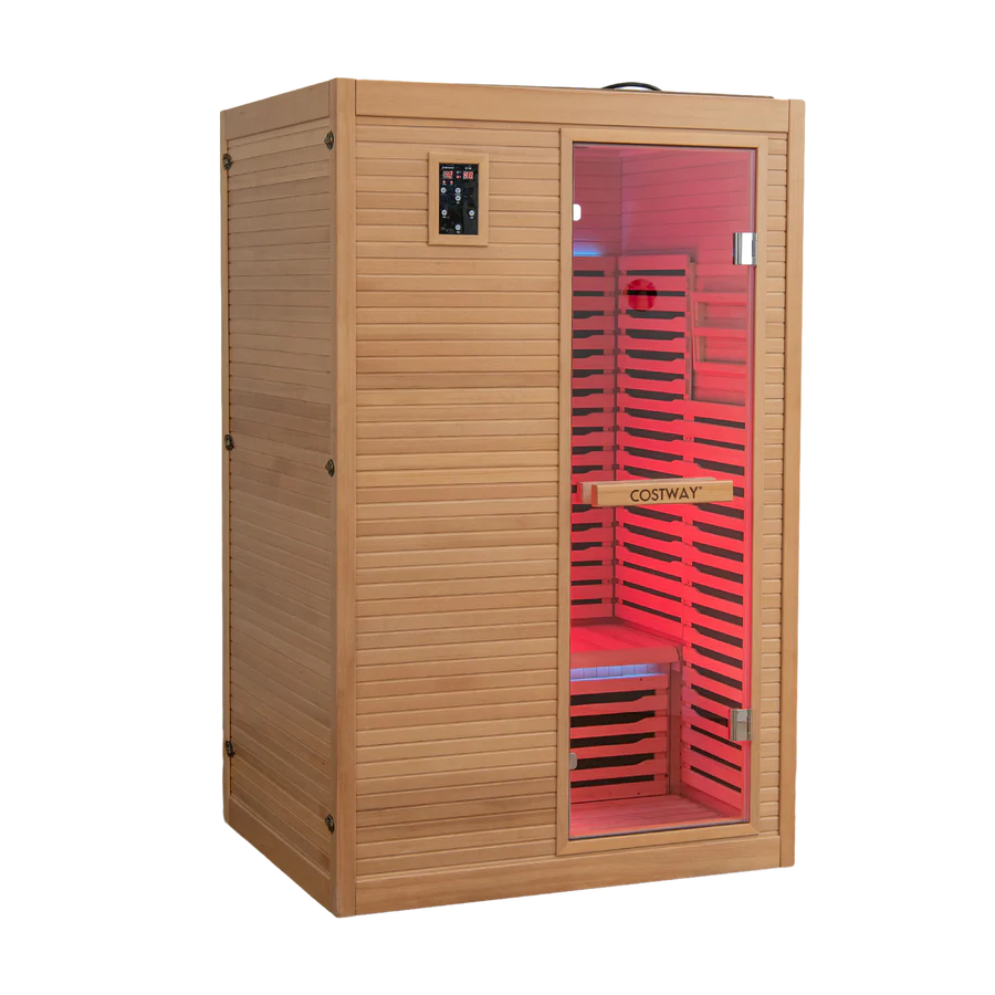 Model-Mega Sale-Bonus Free Red Light Therapy-Costway-2-3 Person 3D Premium Infrared Sauna With PureTech Carbon Panel Low EMF-Chromotherapy- #1 Selling Sauna In North America