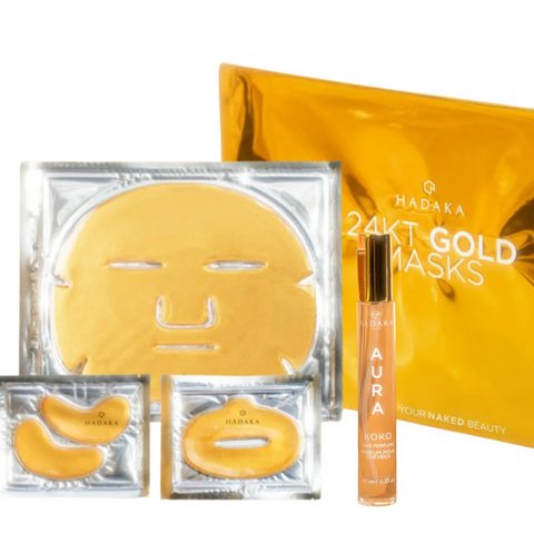 Hydrating Gold Mask Trio- (Face, Eyes & Lips) + Aura KOKO Hair Perfume